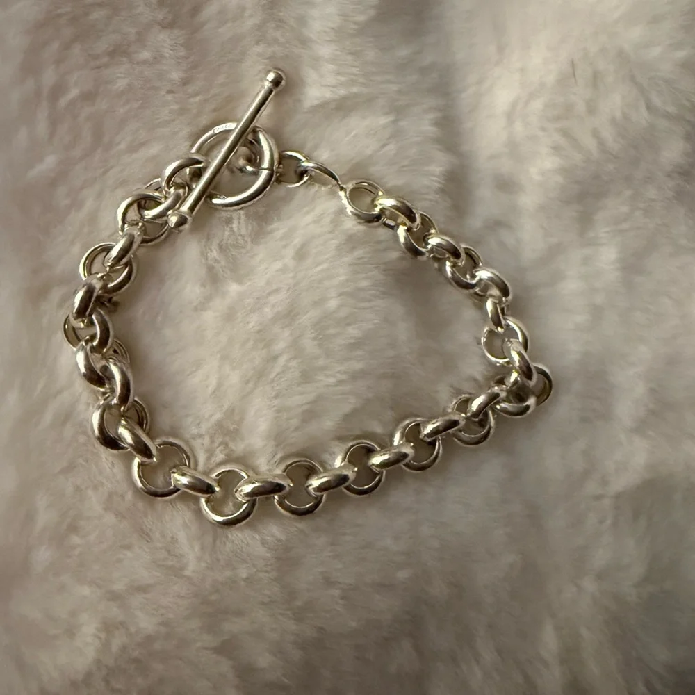 “OTC Signed” 925 Italy Marked Rolo Toggle Bracelet “ - Picture 3 of 17